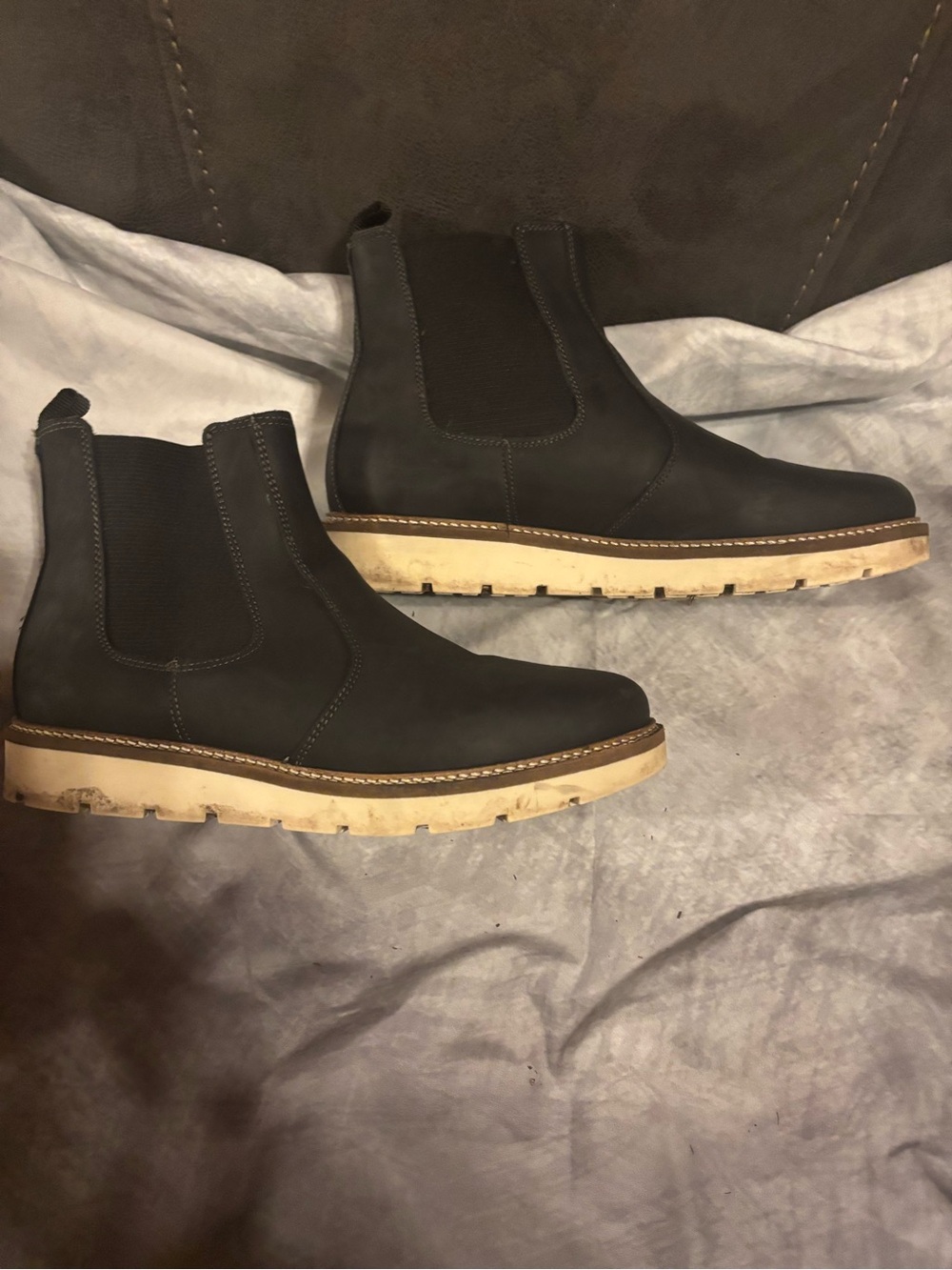 Women's Black Chelsea Ankle Boots with Cream Lug Sole